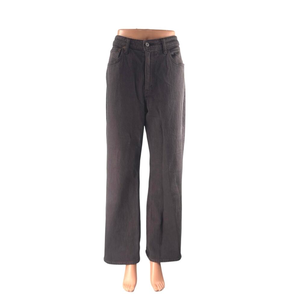 Abercrombie & Fitch The 90s Relaxed High Rise Brown Wide Leg Denim Jeans Size 28